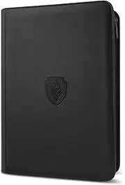 Fabmaker 9 Pocket Zipper Card Binder, 360 Trading Card Holder Book, Premium PU Cover Zip Binder for Cards, Durable Side Loading Card Folders Album for MTG, TCG, Game Cards, Sports Cards, Black