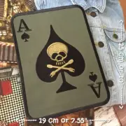 Skull Cross Bone Spade Ace Card Iron on Embroidered Large Size Back patch XL