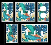 TROPICAL PALM TREE LEAVES MULTI COLORS LIGHT SWITCH COVER PLATE OR OUTLET
