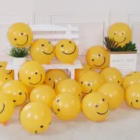 在飛比找蝦皮購物優惠-12寸印笑臉圓形氣球 加厚檸檬黃色兒童生日裝飾布置可愛INS