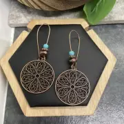 3” Bronze-tone Earring Set Bohemian Retro Drop Dangle New Free Ship B6116