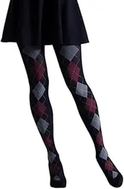 [Silver Legs] Argyle Check Scottish Opaque Pattern Tights Pantyhose