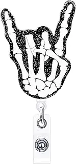 ANDGING I Love You Hand Skeleton Nurse Badge Reel Holder Retractable Badge Clips Radiology Xray Funny Badge Reels Retractable for Nurses Alligator Clip Badge RN LPN CNA LVN CN ID Name Card
