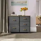 Fabric 5-Drawer Dresser Clothes Storage Organizer Chest of Drawers for Bedroom