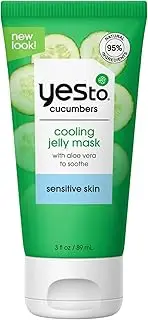 Yes To Cucumber Cooling Jelly Mask, Hydrating Bouncy Lightweight Gel Mask That Leaves Skin Feeling Cool, Soothed & Refreshed, With Cucumber Extract & Antioxidants Natural Vegan & Cruelty Free, 3 Fl Oz