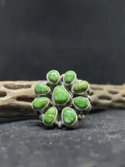 Navajo cluster Sonoran gold turquoise Sterling Silver Ring Size 8
