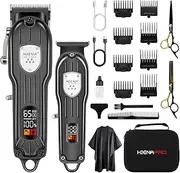 Professional Hair Clipper Set for Men, Rechargeable Hair Trimmer, T-Blade Trimmer for Hair, Adjustable Hair Clipper for Men with Intelligent LCD Display (Black)