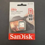 SanDisk Ultra Plus SD 16GB SDHC Class 10 Mem Card 80mbs 533X -SDSDUSC-016G-CB6IN