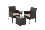 3PC Outdoor Table and Chairs Set - Brown