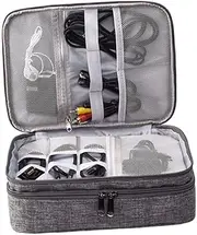 LABRIMP Layers Electronics Carrying Case for Travel Cable Organizer Bag for Data Cables Power Banks and U Disks Lightweight Grey Gadget Storage Handbag