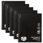 5 x Spirax Tax Invoice & Statement Book NCR 50 Duplicates 250 x 202mm Black P500