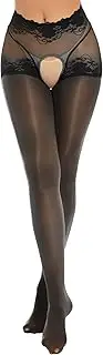 [Vxuxlje] Women's Ultrathin Crotchless Pantyhose Lace Patchwork Suspender Tights Lingerie Stocking