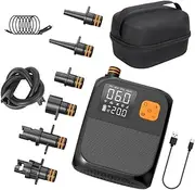Portable Paddle Board Pump 25PSI High Pressure Electric Compressor Pump Power Bank with 6 Nozzles and Light for Inflatable Boat Surfboard Stand-up Paddle Board Mattr Swimming Rings