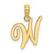 14k Yellow GoldY Script Letter W Initial Pendant