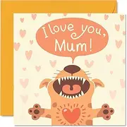 Birthday Cards for Mum from the Dog - I Love You Mum - Happy Birthday Card for Mum from the Dog, Mother Birthday Gifts, 145mm x 145mm Mother's Day Pet Greeting Cards for Mummy Mom Mama