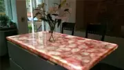 Rose Quartz stone table top/Pink Agate stone Dining Side Custom Made Meeting Dec