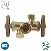 5/8" Comp x 3/8" Comp x 1/4" Comp Dual Outlet & Dual Shut Off Multi Turn Angle