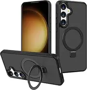 Magnetic Case Compatible with Samsung Galaxy S22,Translucent Matte Back Non-Slip Phone Cover Protective Shockproof with Stand,Black