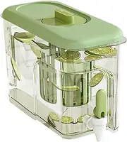 Water Dispenser, 4L BPA-Free Ice Beverage Dispenser with Tap & Dual Filters, Clear Water Gallon Dispenser, Sealed Drink Dispenser, Water Bottles for Summer Fridge Party (Green)