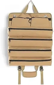 [zolyet] Camping Tent Peg Ground Nail Storage Bag Tent Hammer Long Ground Nail Storage Bag Portable Ox Cloth Tent Install Tools Organizer Roll-Up Foldable Hung Bag Khaki