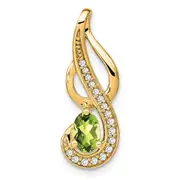 14K Yellow Gold Peridot and Real Diamond Swirl Pendant