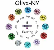 14k Yellow Gold Birthstone Studs Cubic Zirconia 3mm BASKET Round Stud Earrings