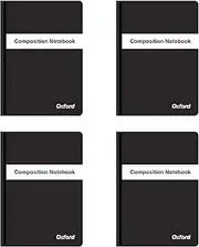 Oxford Poly Composition Notebook 4 Pack, Compact Size, 5 x 7 Inches, College Ruled Paper, 80 Sheets, Black Covers (64934)