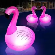 DeeprBling Flamingo Pool Lights Floating, Inflatable Flamingo Floating Solar Lights, LED Flamingo Floating Lights Solar, IP68 Waterproof Floating Flamingo Lights for Pool, Pond - Pack of 1