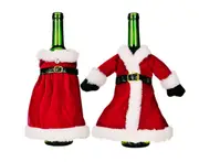 C51 2PCS Christmas Dress Wine Set Red Wine Bottle Bag Table Decoration Holiday Setting Supplies for Christmas Decor