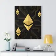 Ethereum Gold Logo Crypto Currency ETH Invest Alt Coin Canvas Gallery Print