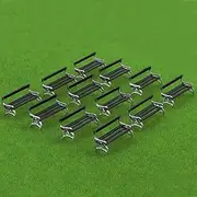 Evemodel 12pcs Model Train Platform Park Street Seat Bench 1/87 Chairs Settee HO Scale for Miniature Scenery Diorama ZY37087BSi(B, Black with Silver)