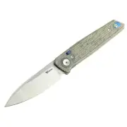 Reate PL-6 Folding Knife Red/Black Micarta Handle Nitro-V Plain Edge Belt Satin