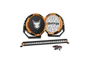 LIGHTFOX 9" Osram LED Driving Lights + 20" Single Row LED Light Bar + Wiring Kit
