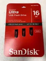 NEW 3 Pack SanDisk Ultra USB 2.0 Flash Drive 16GB Up To 15MB/s V34