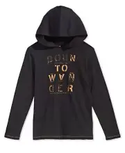 Epic Threads Big Kid Boys Hooded Motorcycle-Print T-Shirt Deep Black Size Small