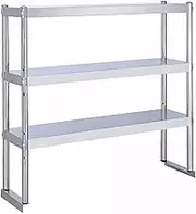 Stainless Steel 2 Tier Microwave Shelf Kitchen Countertop Storage Work Prep Table for Restaurant Home Garage Space Saver (80x30x80cm)