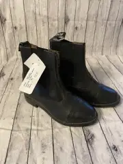 RHC Size 4C Children Leather Like Zip Up Paddock Boot Black