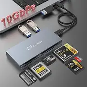 8-in-1 CFexpress Type B Card Reader with 2 10Gbps USB, USB3.2 Gen2 10Gbps CF Express Card Reader Hub for CFexpress B/SD/TF/CF/XD/MS/USB, Simultaneous Reading of 8 Ports, for Windows/Mac/Linux