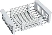 COVRA Over Sink Dish Drying Rack, Stainless Steel Drainer for 11"-19" Sinks, Kitchen Countertop Organizer for Dishes, Vegetables, and Fruits (Gray)