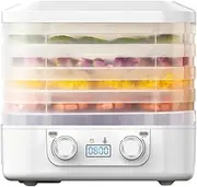 Food Dehydrator Machine, 5 BPA-Free Trays, Dryer for Jerky, Dog Treats, Herb, Meat, Beef, Fruit, Veggies, Timer & Temperature Control, Dishwasher Safe, 160W (AU Adapter)