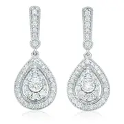 Paris 14ct White Gold Round Brilliant Cut 1/2 CARAT tw of Diamonds Drop Earrings
