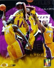 KOBE BRYANT / SHAQUILLE O'NEAL / RON HARPER 8X10 PHOTO LOS ANGELES LAKERS