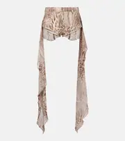 [Blumarine] Blumarine Draped leopard-print cotton shorts AU 16 brown