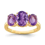 14K Yellow Gold Amethyst Oval Ring