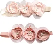 MERRYHAPY 2pcs Floral Headband Adorable Light and Dark Pink Hair Accessories for Birthdays Showers and Photography