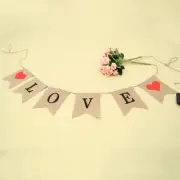 2.5M LOVE Burlap Banner Valentine's Day Bunting Banners Jute Flags Wedding