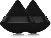 2 Pcs EVAOUXIU Triangle Powder Puff for Face Powder, Soft Plush Setting Powder Puff, Velour Cosmetic Foundation Blender Sponge Beauty Makeup Tools (Black)