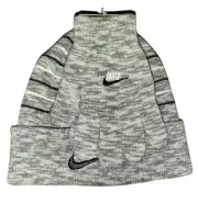 Nike Boys Swoosh Beanie Hat & Gloves 2PC Set Smoke Grey For Boys