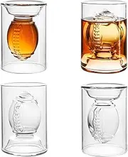 40YARDS American Football Shot Glasses/Shot Glasses/Espresso Glasses (Set of 4) - Fill on Both Sides 2 cl and 4 cl Volume