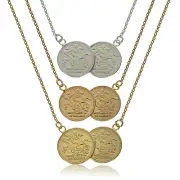 STERLING SILVER HOLLY ST GEORGE DOUBLE COIN MEDAL BELCHER CHAIN NECKLACE BOXED